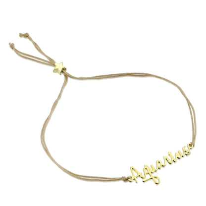 AQUARIUS Zodiac Cord Bracelet Gold - January 20 - February 18 - Nifty Decor & More