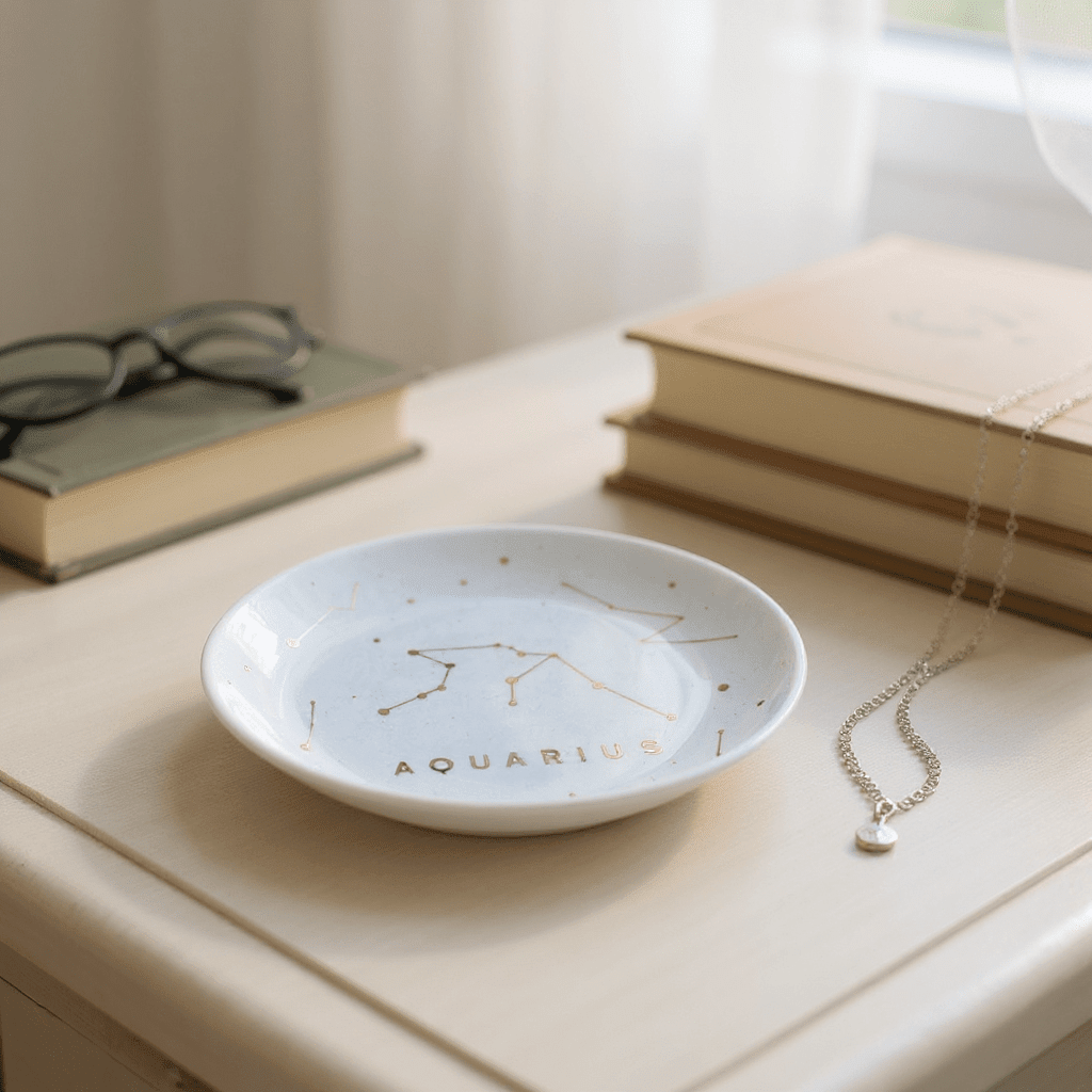 AQUARIUS Zodiac Jewelry Dish - (Jan 20 - Feb18) - Nifty Decor & More