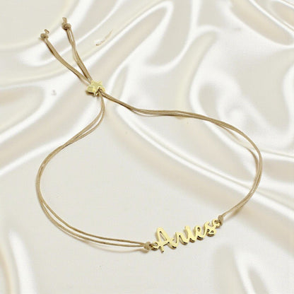 ARIES Zodiac Cord Bracelet Gold - March 21 - April 19 Zodiac Sign Bracelets