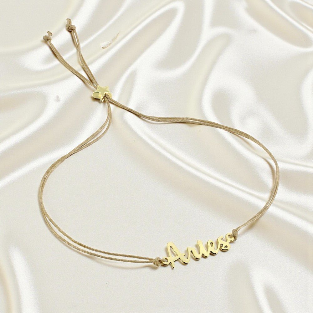 ARIES Zodiac Cord Bracelet Gold - March 21 - April 19 - Nifty Decor & More