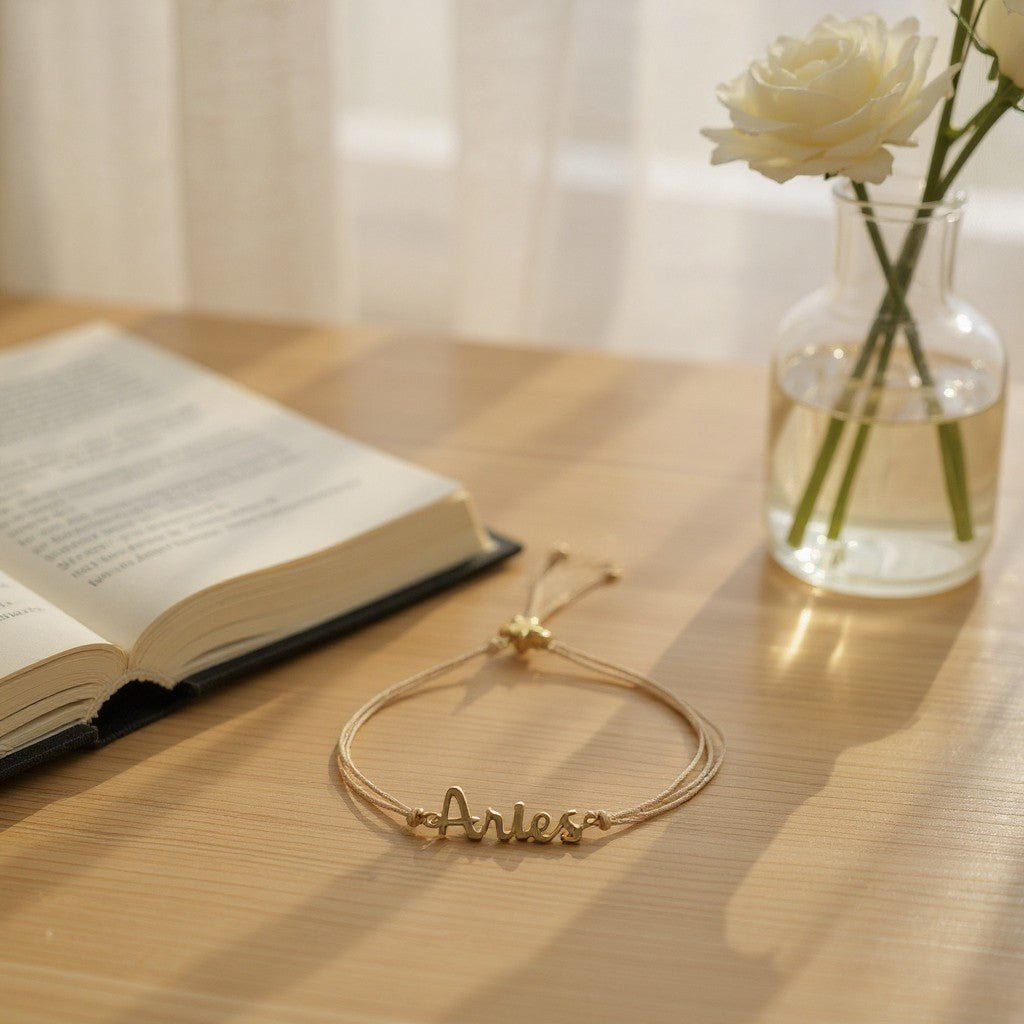 ARIES Zodiac Cord Bracelet Gold - March 21 - April 19 - Nifty Decor & More