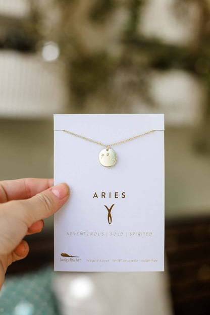 ARIES Zodiac Necklace - Gold - (Mar 21 - Apr 19) - Nifty Decor & More
