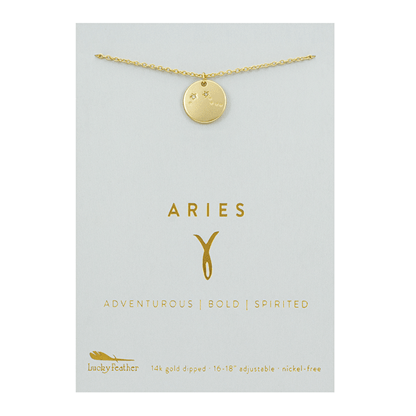 ARIES Zodiac Necklace - Gold - (Mar 21 - Apr 19) - Nifty Decor & More