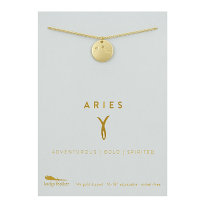 ARIES Zodiac Necklace - Gold - (Mar 21 - Apr 19) - Nifty Decor & More