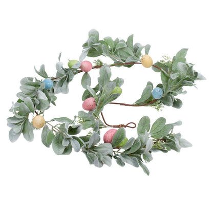 Artificial Lambs Ear Garland & Easter Egg Spring Greenery Decor, Easter Decoration, Spring Home Decor, Festive Wreath - Nifty Decor & More