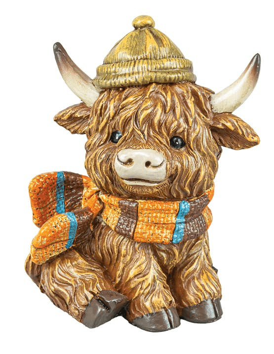 Autumn Highland Cow Tabletop Figurines Green