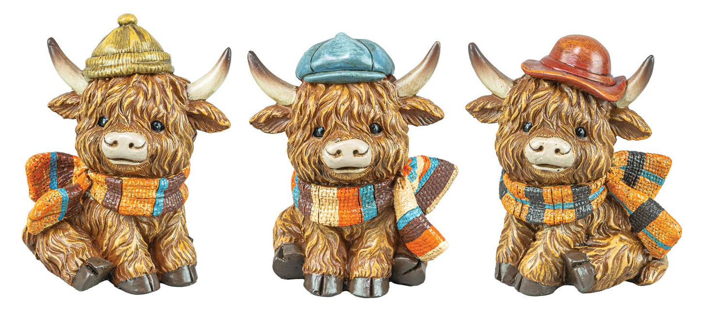 Autumn Highland Cow Tabletop Figurines - Nifty Decor & More