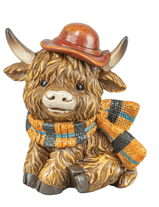 Autumn Highland Cow Tabletop Figurines Orange