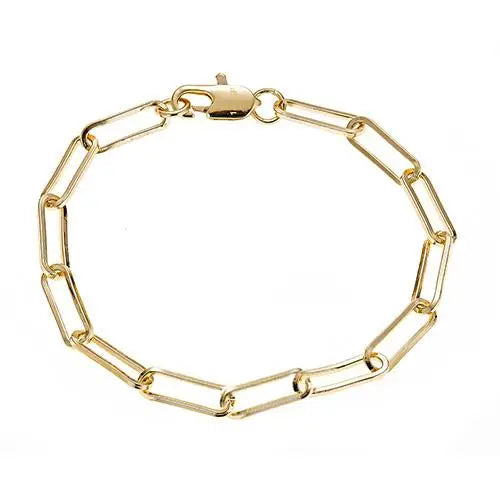 Paperclip Chain Bracelet - 14K Yellow Gold-Plated