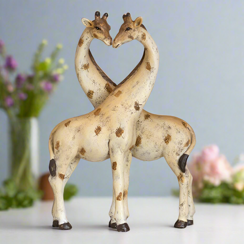 Giraffe Couple Figurine | Cute Home Decor | Animal Lovers Gift | Unique Wedding or Anniversary Keepsake Table decor