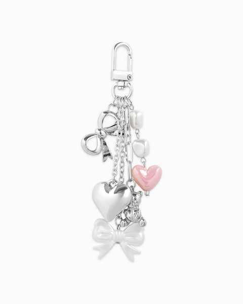 Multi Line Puff Heart Bear Bag Charm Bag charm