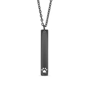 Paw Print Cutout Vertical Stainless Steel Bar Necklace