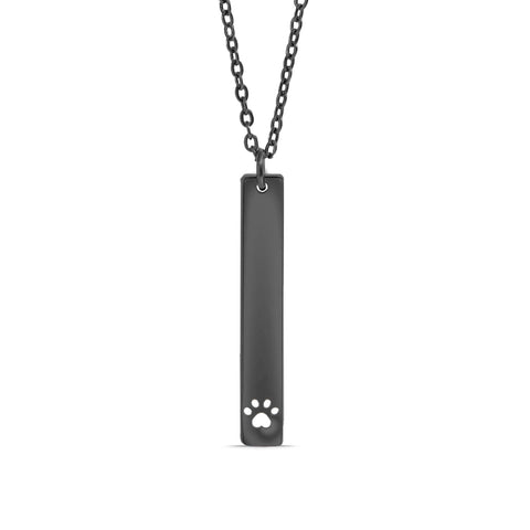 Paw Print Cutout Vertical Stainless Steel Bar Necklace