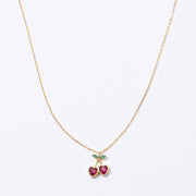 Heart Cherry Pendant Necklace in Gold Dip, Chic Pendant Jewelry, Perfect for Everyday Glam, Gift for Trendy Women