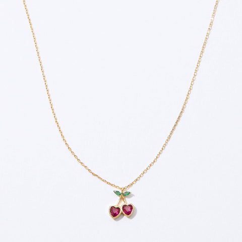 Heart Cherry Pendant Necklace in Gold Dip, Chic Pendant Jewelry, Perfect for Everyday Glam, Gift for Trendy Women