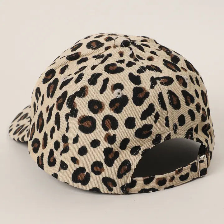 Leopard Print Ribbed Baseball Cap