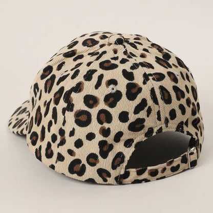Leopard Print Ribbed Baseball Cap
