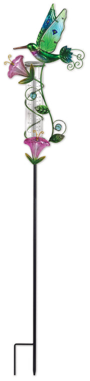 Hummingbird Rain Gauge 42" – Colorful Garden Decor & Precise Rain Measurement, Perfect Gift for Outdoor Lovers