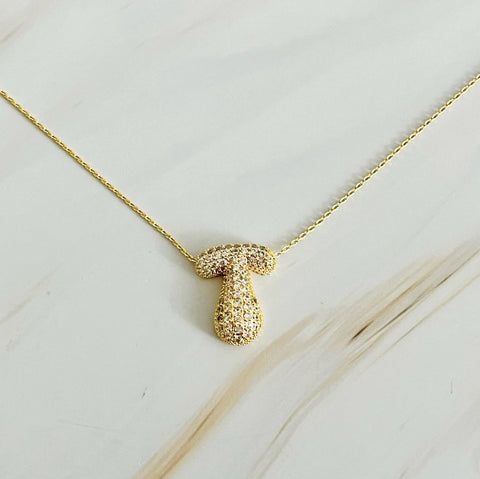 Crystal Bubble Initial Necklace, Sparkling Preppy Charm Necklace, Trendy Accessory for Women, Gift Idea Accessories T