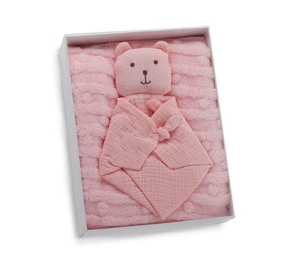 Baby Bear Towel And Blanket Set for Nursery, Soft and Cozy Gift, Adorable Baby Shower Present, Infant Bath & Sleep Essentials Baby Blanket