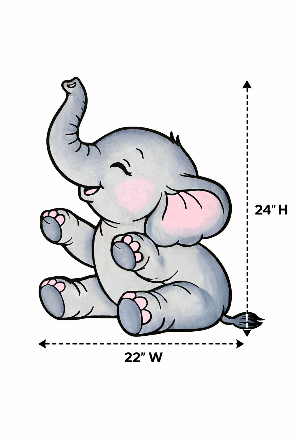 Baby Elephant Nursery Wall Decor | Handmade Wooden Elephant | Baby Shower Gift | Nursery Wall Art | Gender Neutral or Girl Nursery Decor - Nifty Decor & More