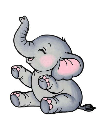 Baby Elephant Nursery Wall Decor | Handmade Wooden Elephant | Baby Shower Gift | Nursery Wall Art | Gender Neutral or Girl Nursery Decor - Nifty Decor & More