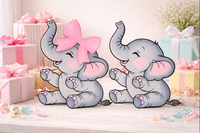 Baby Elephant Nursery Wall Decor | Handmade Wooden Elephant | Baby Shower Gift | Nursery Wall Art | Gender Neutral or Girl Nursery Decor - Nifty Decor & More