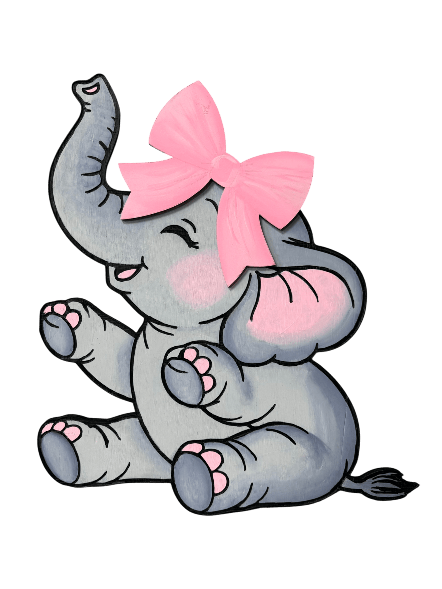 Baby Elephant Nursery Wall Decor | Handmade Wooden Elephant | Baby Shower Gift | Nursery Wall Art | Gender Neutral or Girl Nursery Decor - Nifty Decor & More