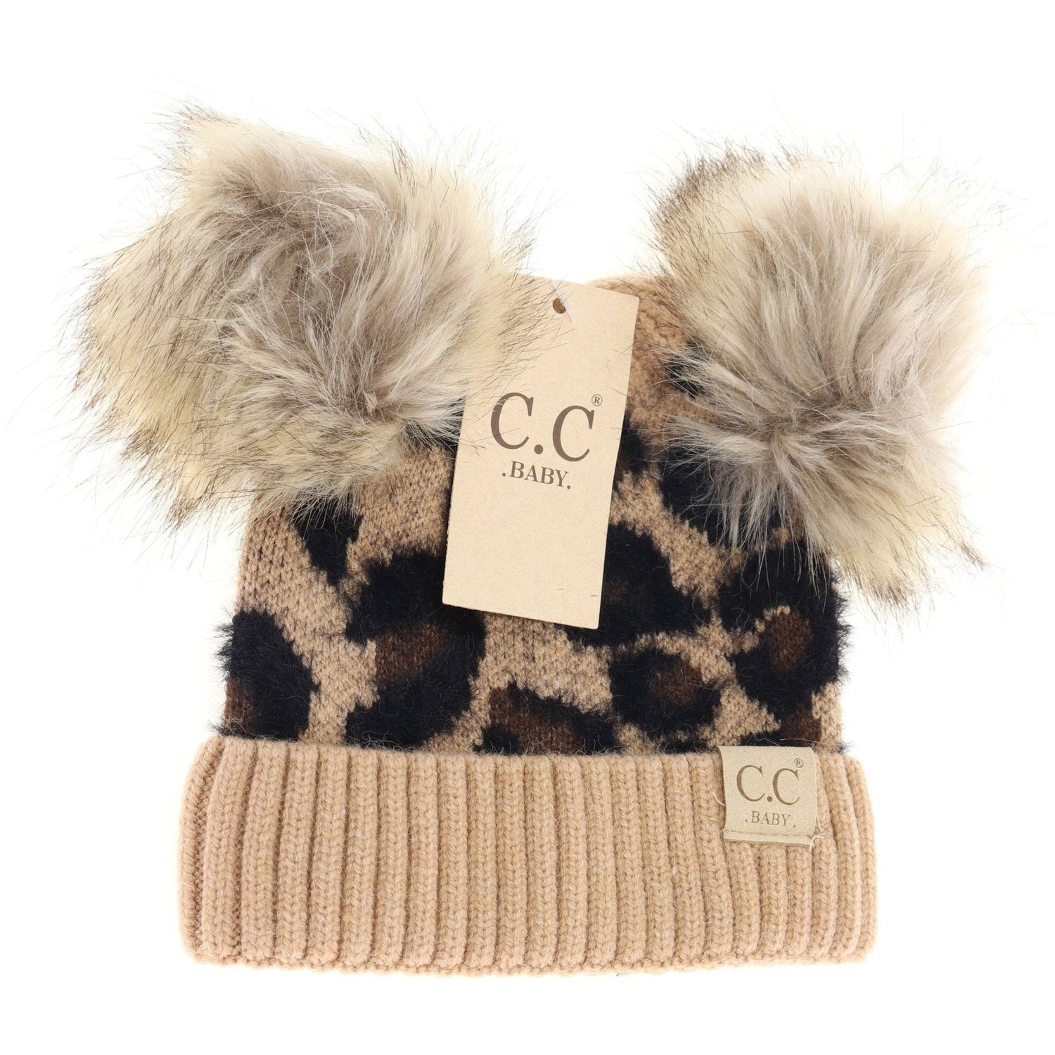 BABY Leopard Double Pom C.C Beanie BABY2061POMPOM - Nifty Decor & More