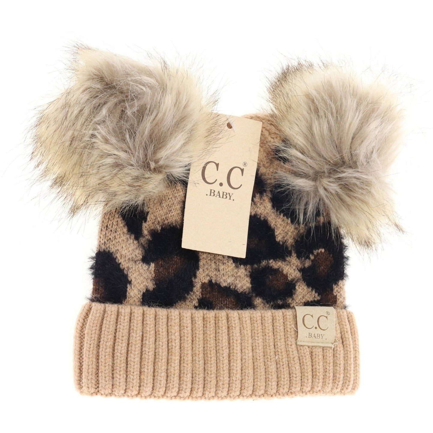 BABY Leopard Double Pom C.C Beanie BABY2061POMPOM Latte