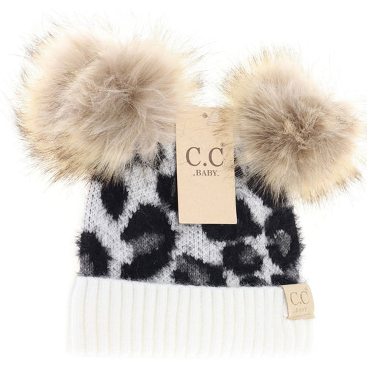 BABY Leopard Double Pom C.C Beanie BABY2061POMPOM Ivory