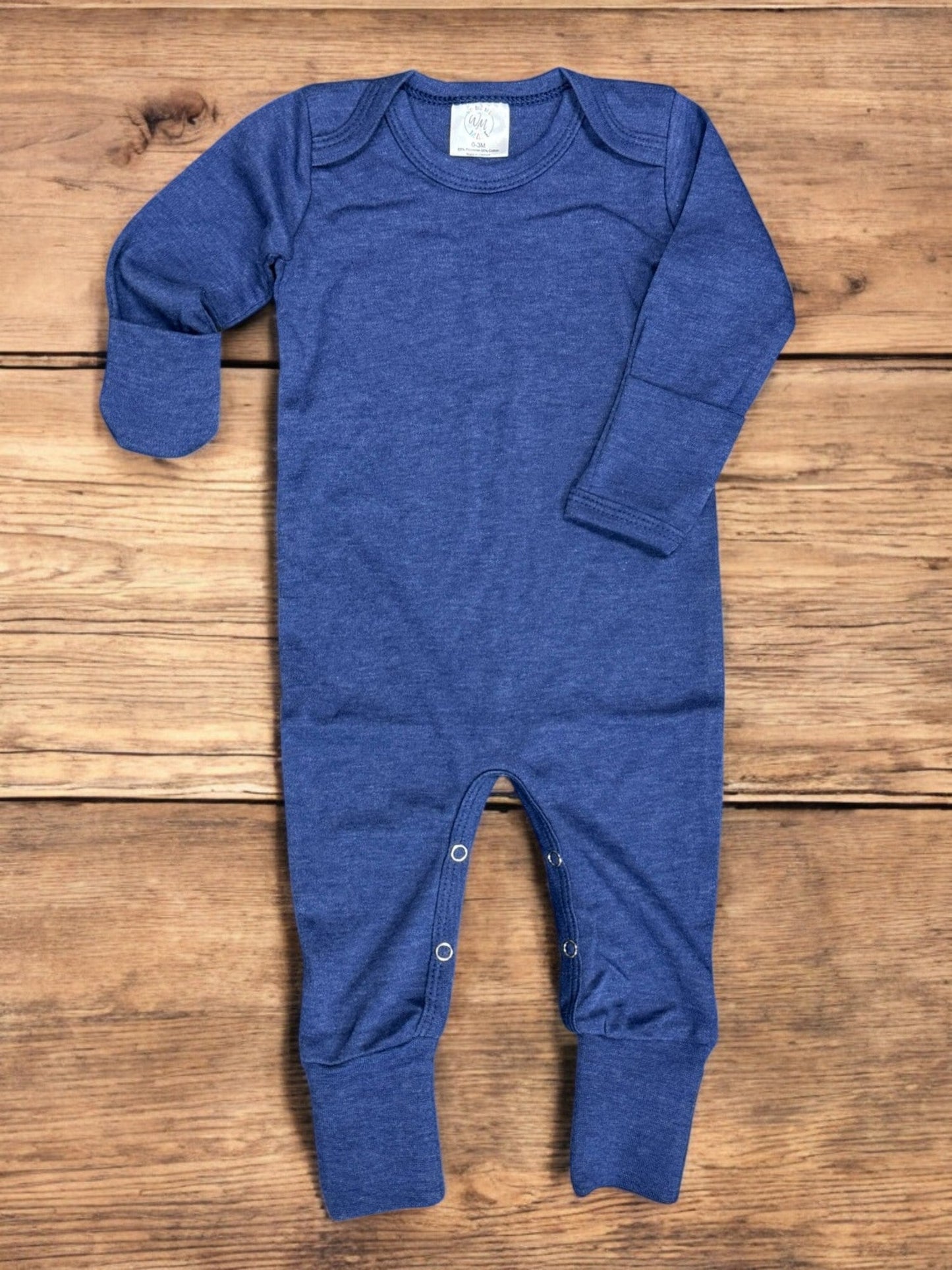 Baby Name Lobster Design Romper/Onsie Personalized , Soft Oatmeal Heather Navy Onsie, Newborn Gift Idea Baby Clothes Long Sleeve Romper NB Heather Blue