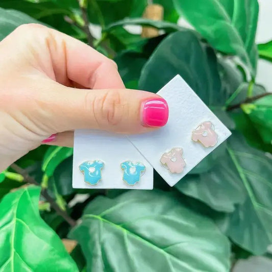 Baby Onesie Stud Earrings, Playful Enamel Jewelry for Moms, Charming Baby Shower Gift - Nifty Decor & More
