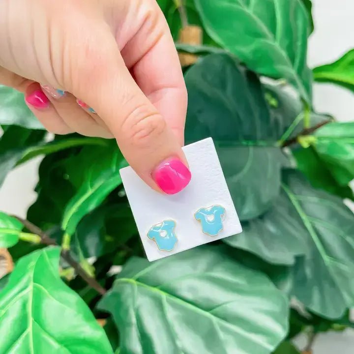 Baby Onesie Stud Earrings, Playful Enamel Jewelry for Moms, Charming Baby Shower Gift - Nifty Decor & More