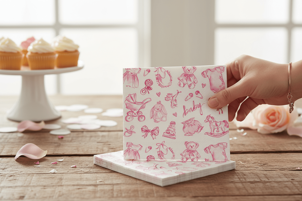 Baby Toile Pink Paper Cocktail Napkins - Nifty Decor & More
