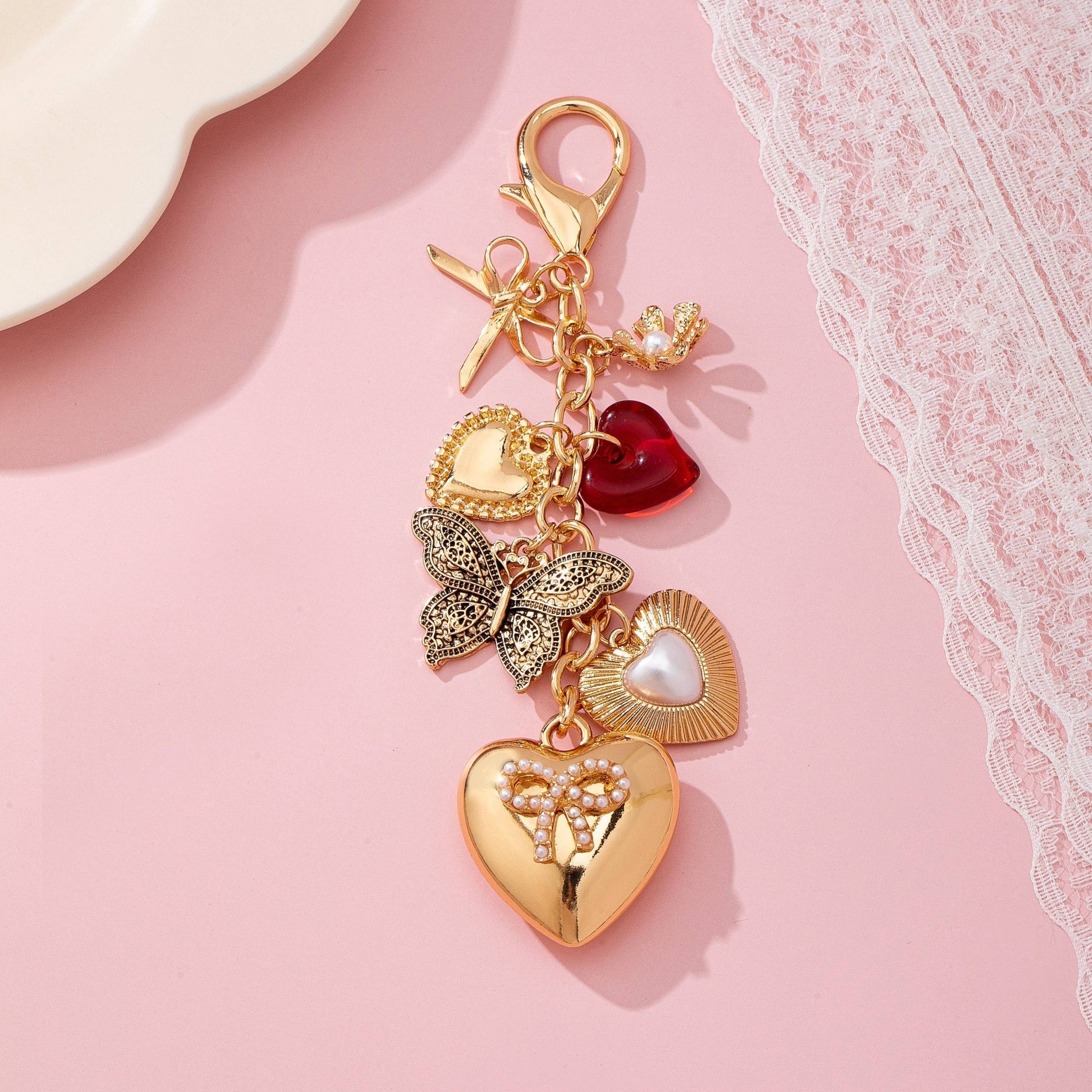 Bag Charm - Heart Bow Butterfly Charm Key Chain - Nifty Decor & More