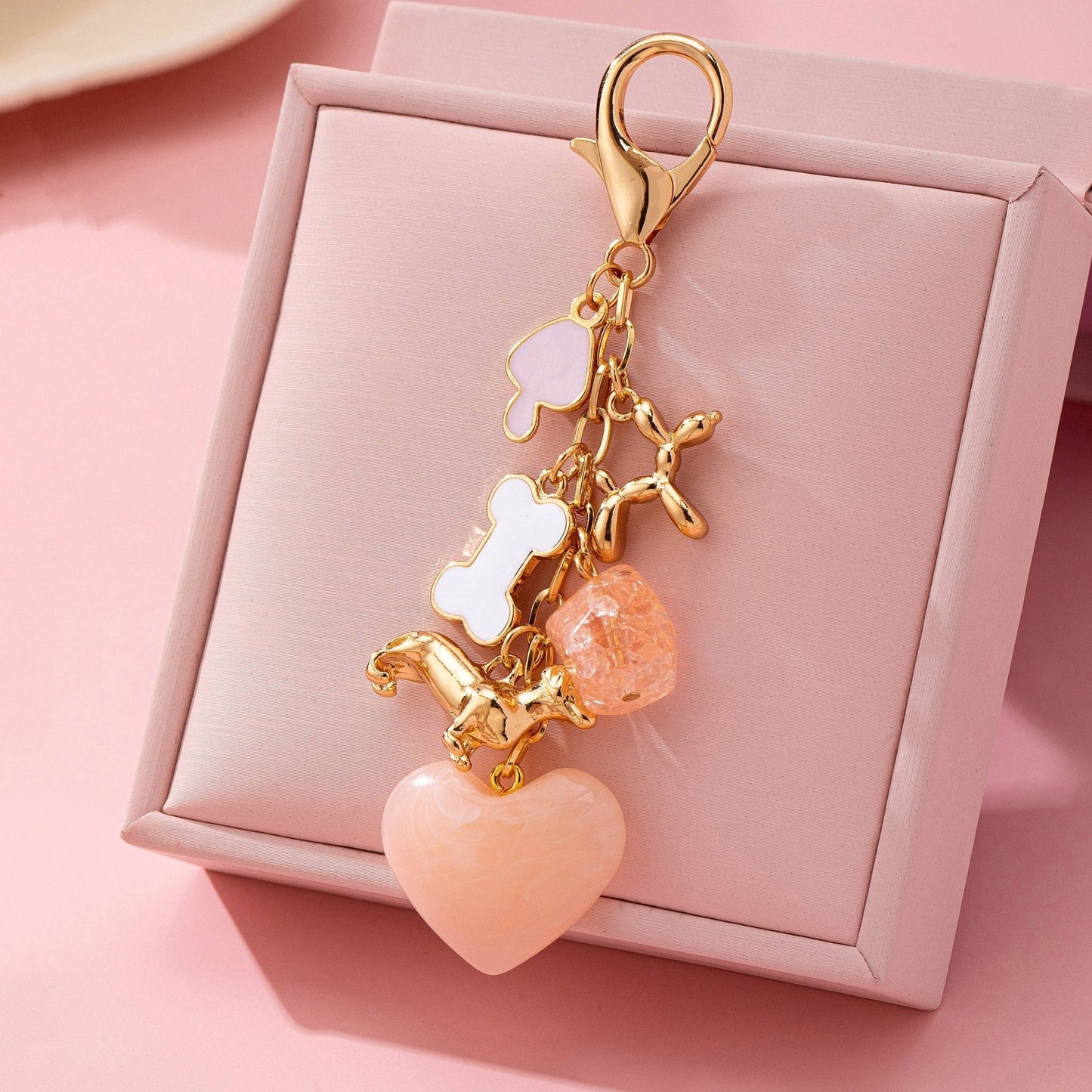 Bag Charm - Heart Dog Bone Bag Charm Key Chain - Nifty Decor & More