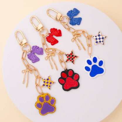 Bag Charm Keychain with Glitter Paw Print - Nifty Decor & More