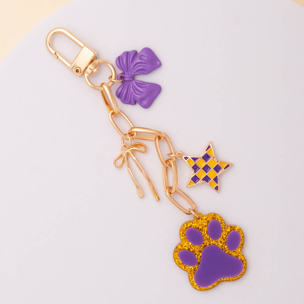 Bag Charm Keychain with Glitter Paw Print - Nifty Decor & More