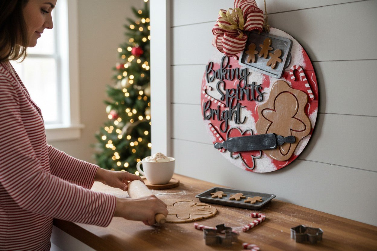 Baking Spirits Bright Christmas Wall Sign Holiday Kitchen Décor