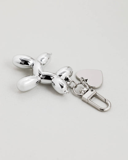 Balloon Dog Heart Bag Charm Keychain