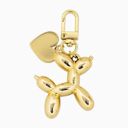 Balloon Dog Heart Bag Charm Keychain, Colorful Fun Accessory for Bags, Perfect Gift for Trendy Fashion Lovers Keychains Gold