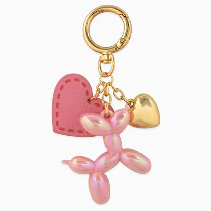 Balloon Dog Heart Bag Charm Keychain, Colorful Fun Accessory for Bags, Perfect Gift for Trendy Fashion Lovers Keychains Pink