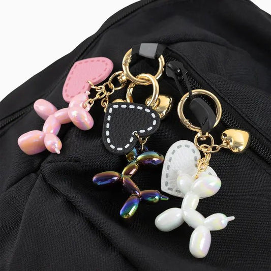 Balloon Dog Heart Bag Charm Keychain, Colorful Fun Accessory for Bags, Perfect Gift for Trendy Fashion Lovers - Nifty Decor & More