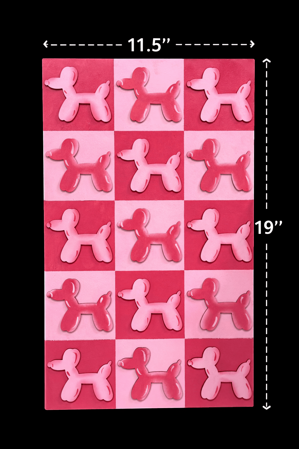 Balloon Dog Wall Art – Retro Checkered Pop Art Decor – Blue or Pink 3D Dog Wall Hanging – Kids, Teen & Dorm Room Aesthetic - Nifty Decor & More