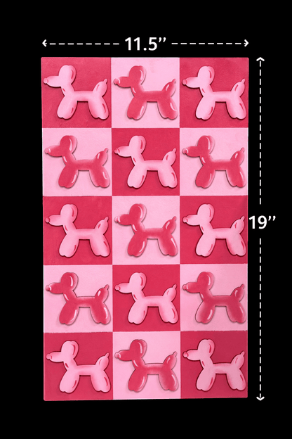 Balloon Dog Wall Art – Retro Checkered Pop Art Decor – Blue or Pink 3D Dog Wall Hanging – Kids, Teen & Dorm Room Aesthetic - Nifty Decor & More