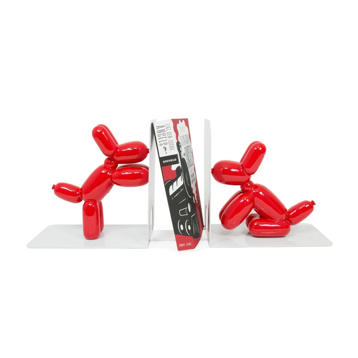 Balloon Doggy Bookends, Playful Dog Design Resin Book Holder for Home Office, Perfect Gift for Dog Moms and Book Enthusiasts - Nifty Decor & More