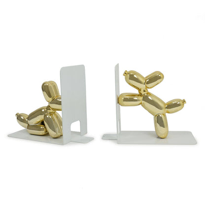 Balloon Doggy Bookends, Playful Dog Design Resin Book Holder for Home Office, Perfect Gift for Dog Moms and Book Enthusiasts - Nifty Decor & More