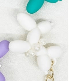 Balloon Puppy Keychain Colorful with Pearl Necklace, Adorable Dog Accessory for Purses, Birthday Gift for Fashionistas - Nifty Decor & More