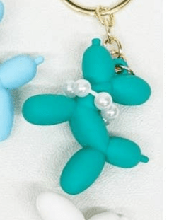 Balloon Puppy Keychain Colorful with Pearl Necklace, Adorable Dog Accessory for Purses, Birthday Gift for Fashionistas - Nifty Decor & More
